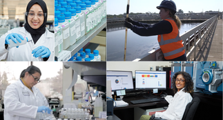 Images depicting various employees working in at Duffin Creek Water Pollution Control Plant and in the York-Durham Regional Environmental Laboratory. Text at the bottom states, “World Water Day”.