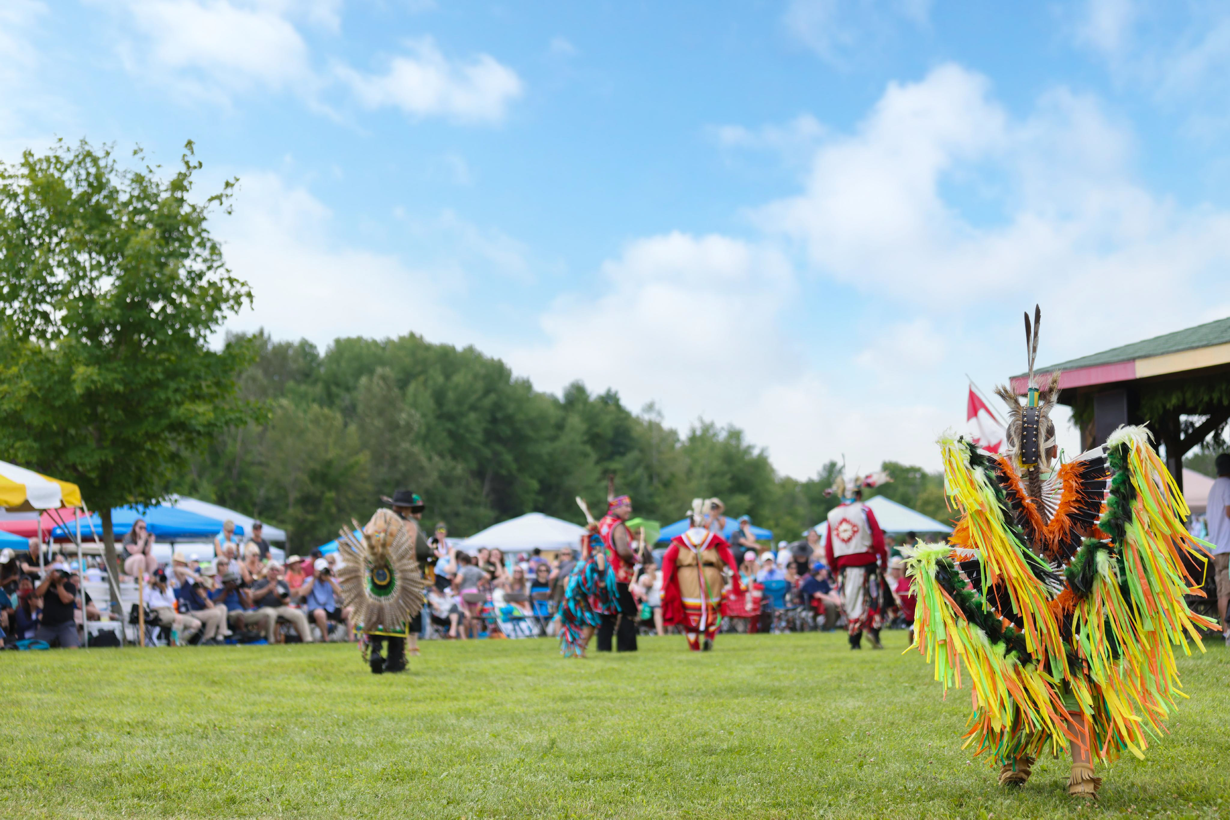 Dancers perform at the Mississaugas of Scugog Island First Nation Pow Wow