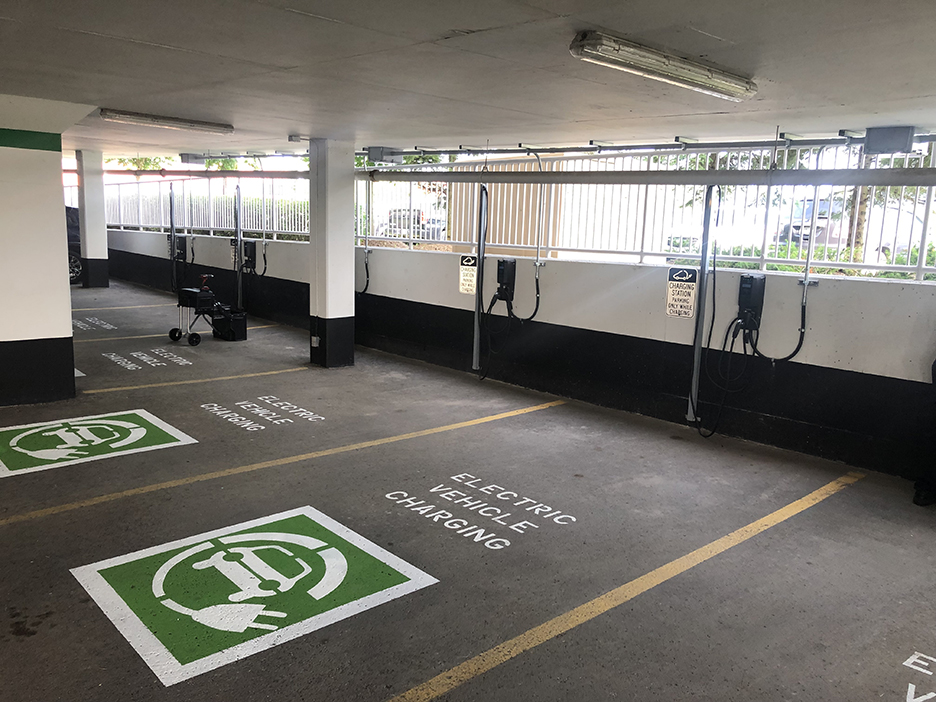 A picture of electric vehicle charging stations