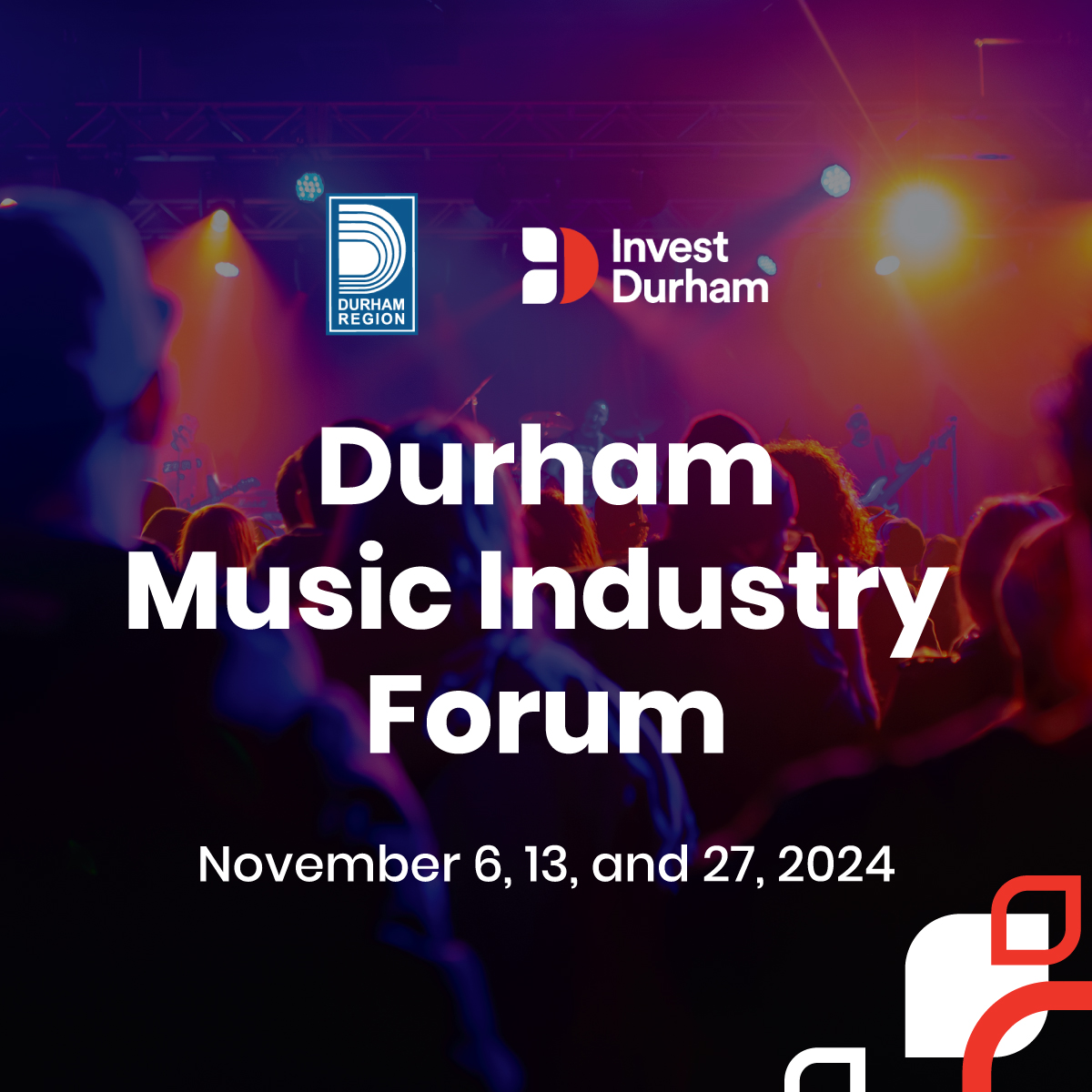 Graphic of a concert with text overtop that reads, "Durham Music Industry Forum".