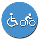 Wheelchair and bicycle icon.
