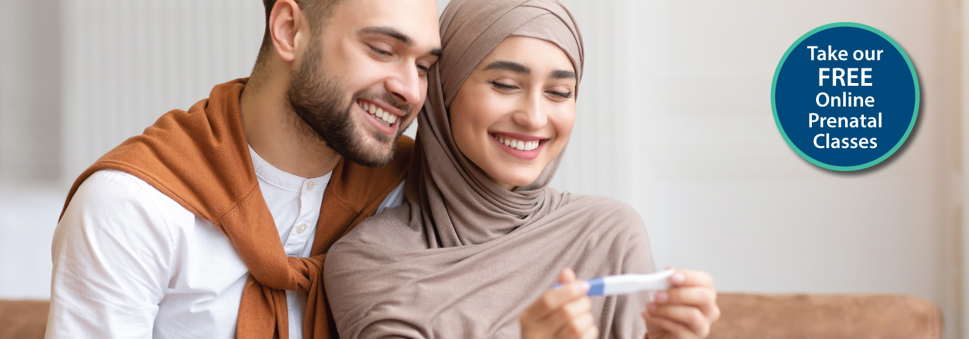 Happy Muslim Couple pregnant test.