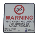 Health Department issued "unsafe for swimming" sign.