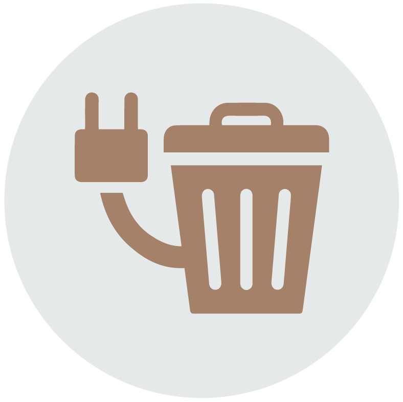 Icon to show recover, a garbage can with an electrical cord coming out of it