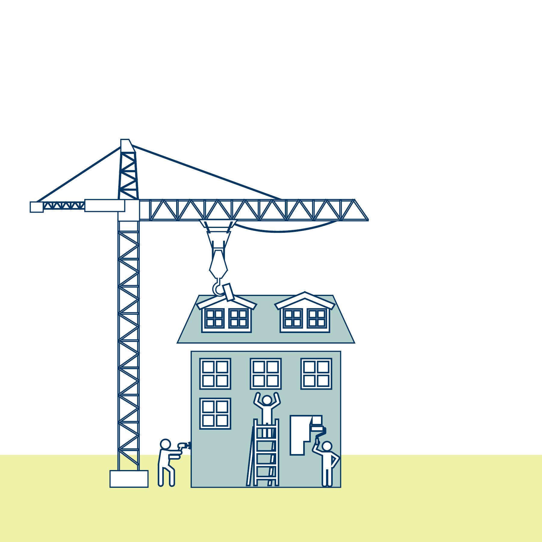 Illustration of house being constructed