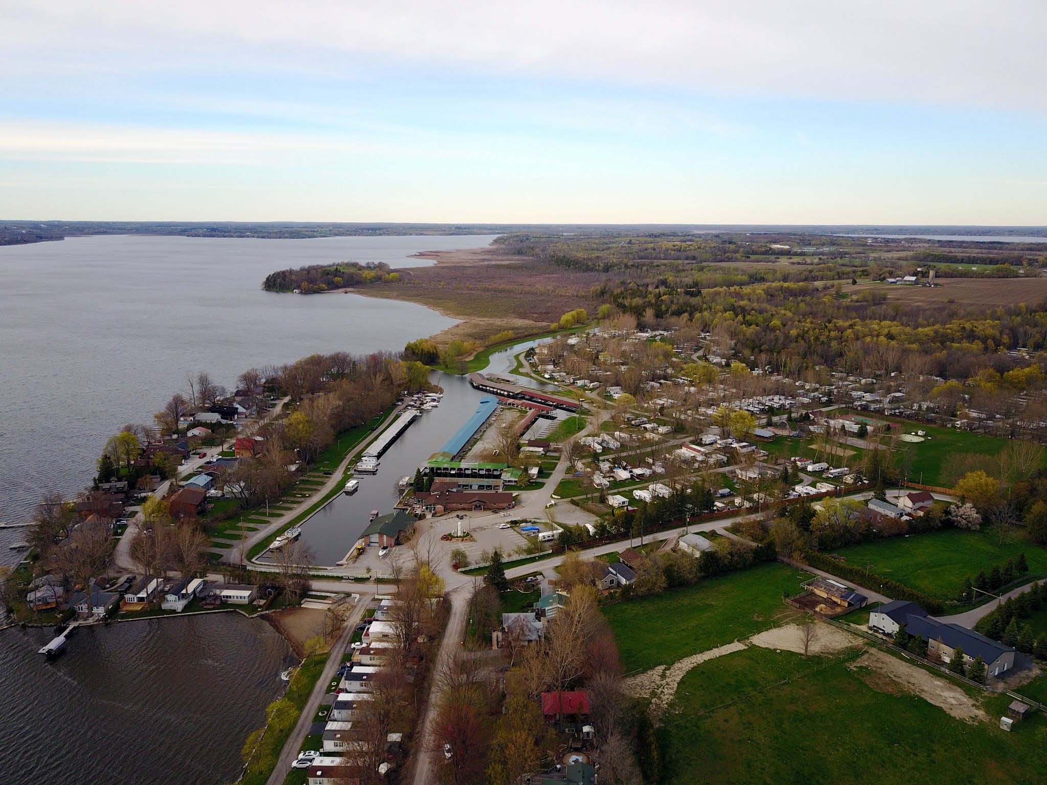 An aerial view of a neighbourhood.