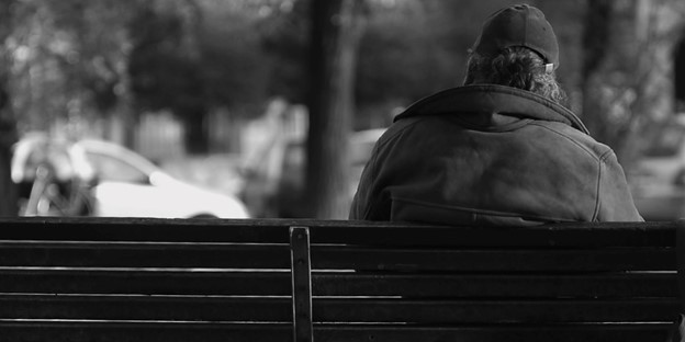 A person sitting on a park bench