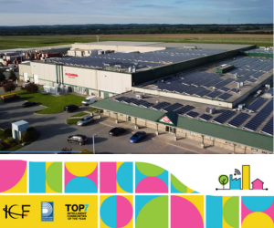 An aerial view of Algoma Orchards manufacturing facility and storefront.