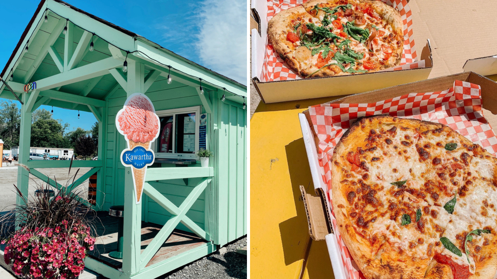 Ice cream hut at Clarington Food Truck Alley and pizza at Oshawa Food Truck Corral