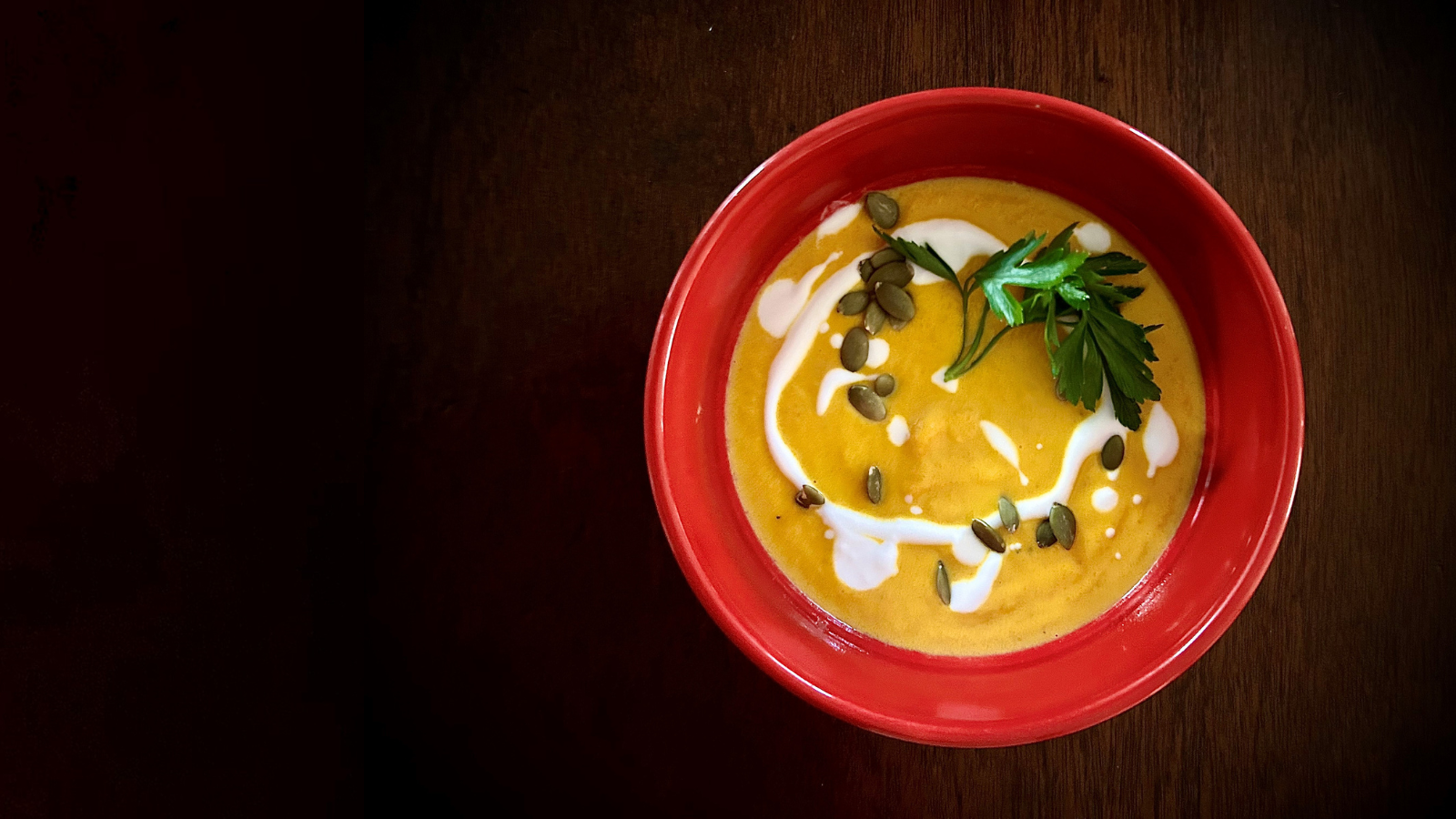 Spicy Thai Inspired Carrot Soup with Carrot Top Salsa Verde by Chef Alex Page