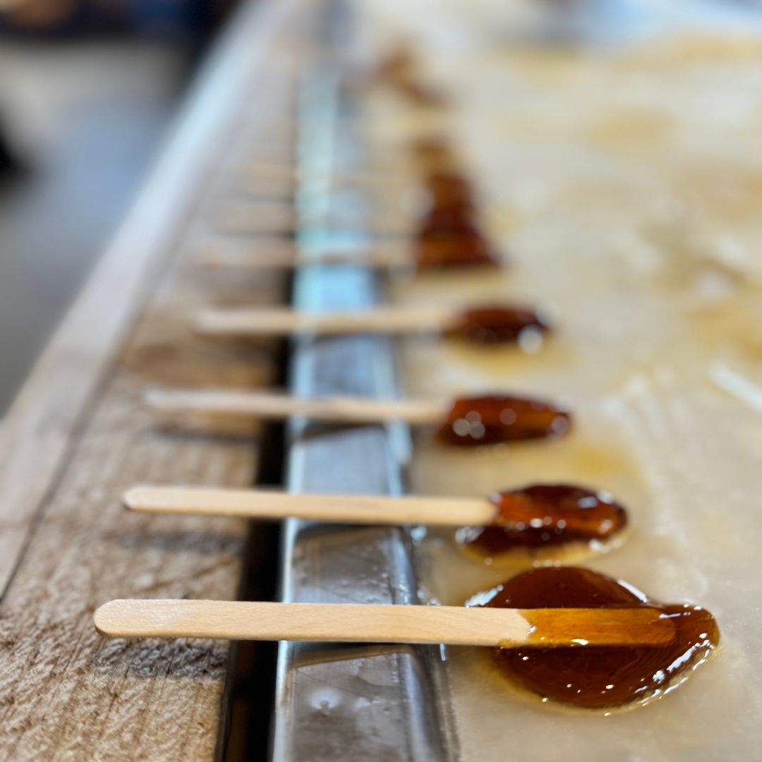 Maple taffy at Pefferlaw Creek Farms Maple Syrup Festival in Uxbridge, Ontario, Canada.