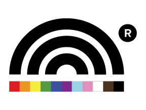 Rainbow Registered Logo, a black arch with rainbow underline